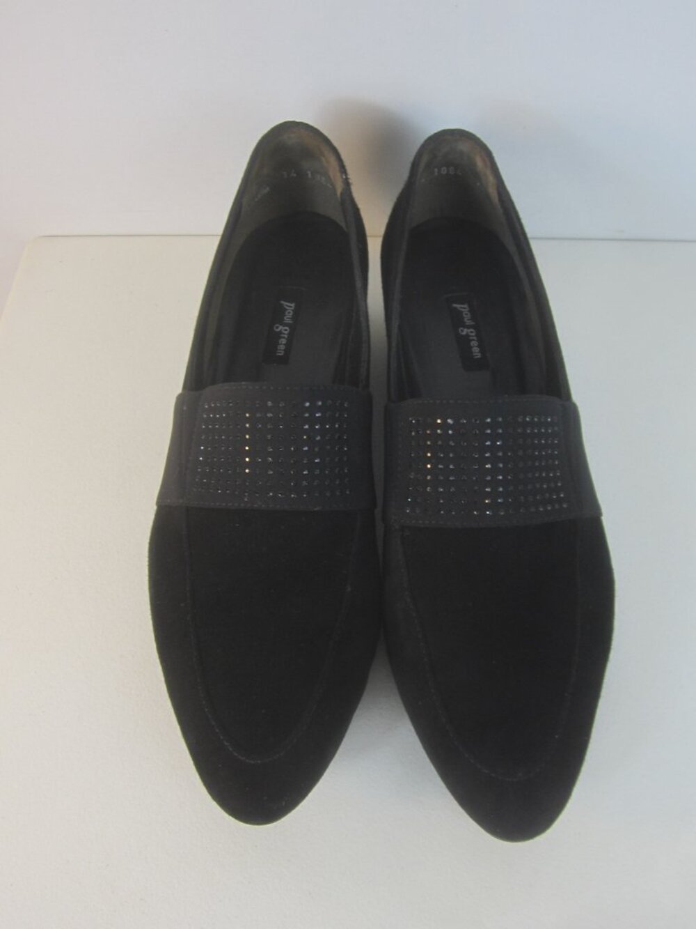 Paul Green Women 9.5 Black Suede Wedge Pumps Slip On Loafers Sparkle Austria - Picture 3 of 14
